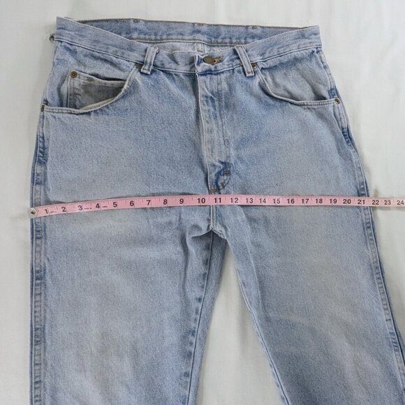 VTG Wrangler Light Wash Denim Distressed Straight Leg Faded Jeans - Picture 5 of 11